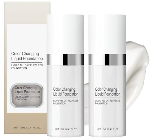 2 Flaschen Farbwechselnde Foundation FüR Reife Haut Mature Skin Foundation Colour Changing Foundation Waterproof Naturally Blends Moisturizing Face Foundation Light Long Lasting