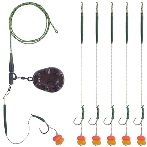 Karpfenangeln Rigs Kit Karpfen Hair Rig mit Karpfen Sinker Gewichte Karpfenhaken Hühneraugen Köder Rolling Swivels Sleeves Karpfen Boilie Bait Rigs Karpfenangeln Ausrüstung