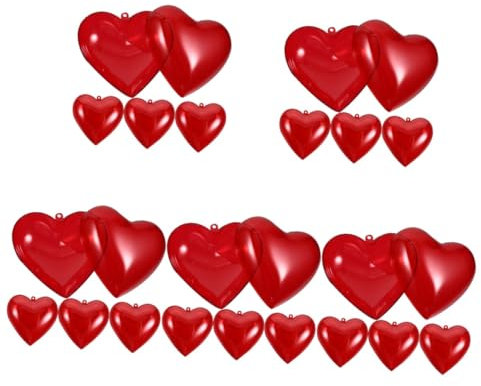 Gatuida 5sets Hollow Out Candy Box Fillable Ornaments Balls Heart Shaped Candy Boxes for Valentine's Day Celebration 5pcs*5