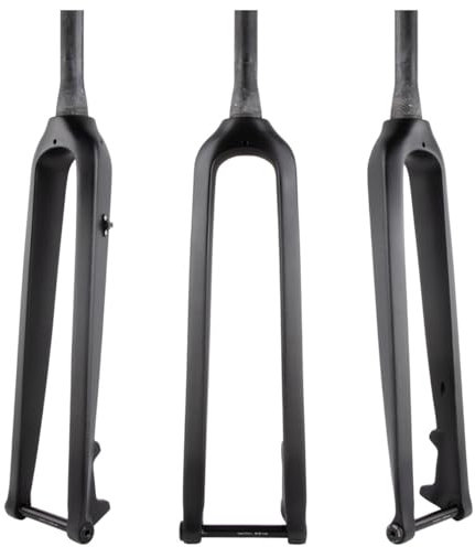 JNTFNE Fourche Rigide pour VTT en Fibre de Carbone T800, Tube Droit/Conique de 1-1/8'', Fourche Rigide à axe traversant 100 x 15 mm avec Tige à axe traversant