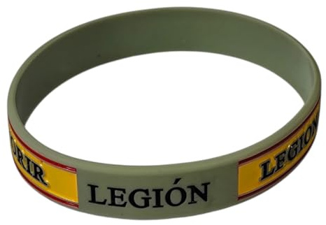 Genérico Pulsera La Legión Española de Silicona – Color Verde Caqui Legionarios a Morir, Legión, Bandera de España y Emblema – Unisex, 63 mm Diámetro, 12 mm Ancho, 21 cm Contorno - 1 Unidad