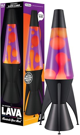 Lava The Original Lamp - 14.5 Evenfall – Retro Rocket Liquid Motion Lamp - Yellow Wax and Purple Liquid - Item #2391 (Amazon Exclusive)