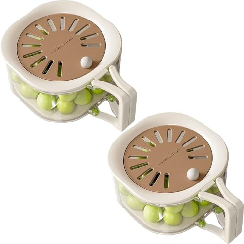 2-in-1 Abtropf- und Konservierungskorb, multifunktionale Obst-Waschschüssel mit Sieb, Schüssel, Lebensmittelabtropfer, Gemüsebehälter mit Deckel und Griff (2)