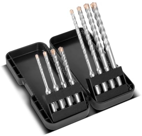 STAHLWERK Set di 8 punte per trapano SDS Plus – Diametro 5 – 12 mm con scatola, lama a croce e doppia vite, lunghezze 110 – 160 mm, punta per pietra e trapano per cemento per attacco SDS-Plus 10 mm
