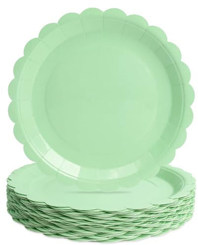 PARTY GO 50 9 Wellkanten Pappteller für Hauptgericht und Dessert Perfekt für Abschlussfeiern, Feiertage, Hochzeiten, Geburtstagsfeiern, Babypartys Dekoration Grün