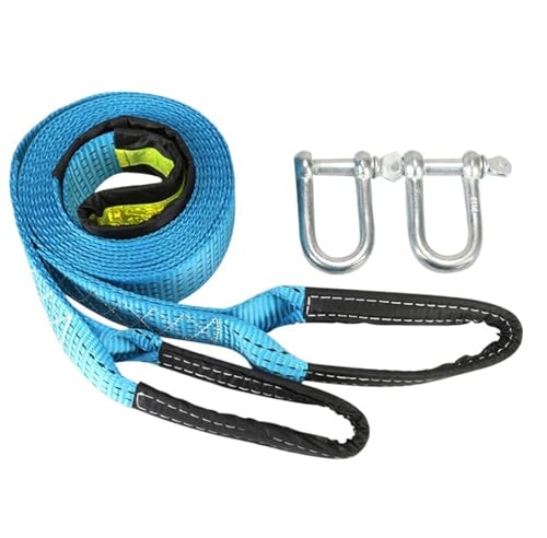 SHENJMAI Corda di Traino 5M 8 tonnellate di Fune di Traino con Cinghia Cavo con Ganci a U grillo in Nylon con Luce Riflettente for autocarri rimorchio Universale(5.0M 8T)
