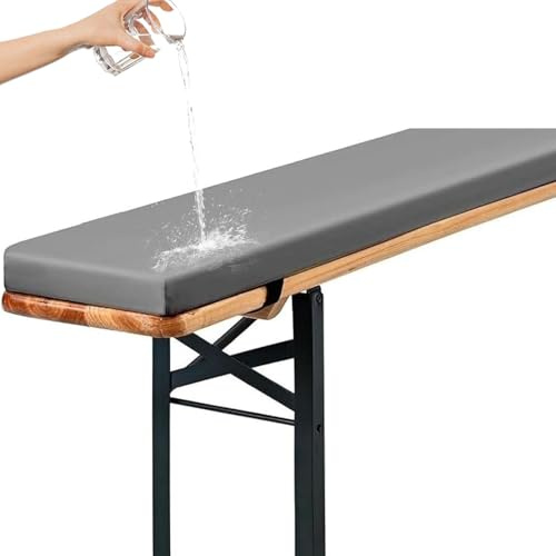 Genérico Cojines Acolchados para Banco de Cerveza, Cojín Antideslizante Impermeable 220x25, 180x23, 200x30 con Hebilla para Muebles de Exterior, Resistentes A La Intemperie,Light Gray,110x28x3cm