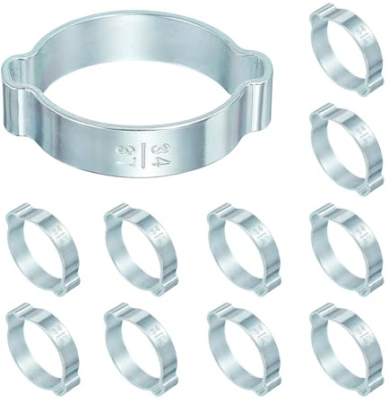 PATIKIL 12 Pcs Double Ear Hose Clamp, 34-37mm Zinc Plated Steel O Clip Crimp Rings, Pipe Clamps for Fuel Petrol Pipe Tube Fitting Connections