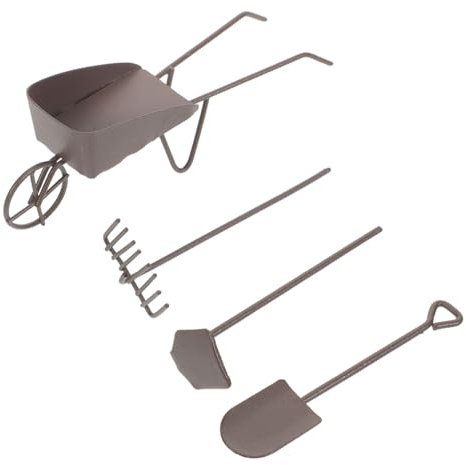 JOINPAYA 8pcs Miniature Dollhouse Gardening Tools with Cart Shovel Rake for Succulent Plants Bonsai Pot Craft Educational Micro Landscape Accessories for Home Decor