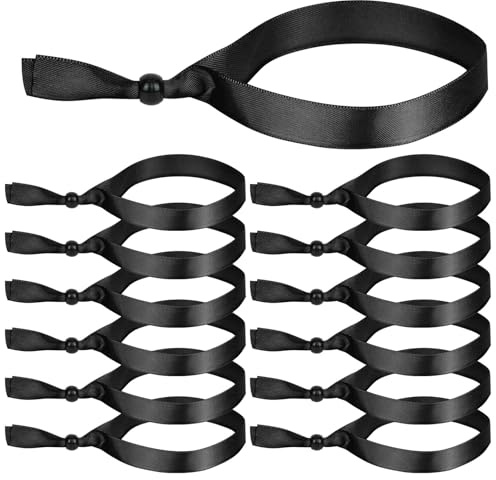 LVNRIDS 100 Stück Stoff Einlassbänder Eintrittsbänder Schwarz, Festival Bändchen Partybänder mit Verschluss Wiederverwendbare Stoffarmbänder für Geburtstag Hochzeit Konzerte Ausstellung