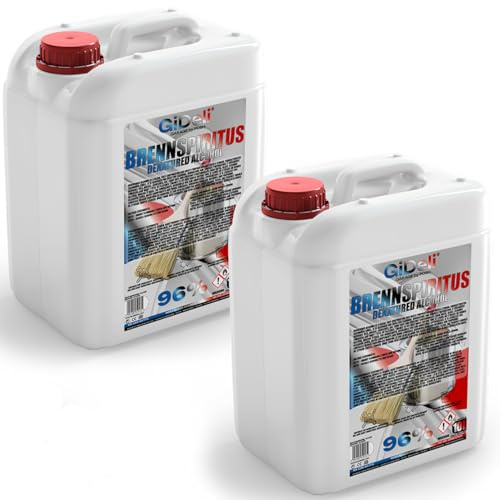 GiDeli Brennspiritus farblos 2 x 10L - Vielseitiger Alkohol für Haushalt, Werkstatt & Garten - zum Reinigen, Entfetten & Anzünden - Rückstandsfrei & Ergiebig