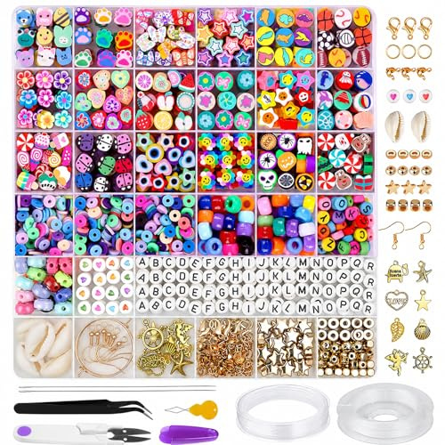 Nurila 6000 Stück Perlen für Armbaender, Böhmen DIY Schmuck Selber Machen | Freundschaftsarmbaender Selber Machen Kinder und Erwachsene, Basteln Maedchen Geschenk