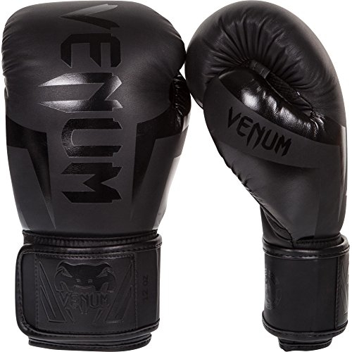 Venum Elite Adults Boxing Gloves, Black (Black Matt/Black), 14 Oz