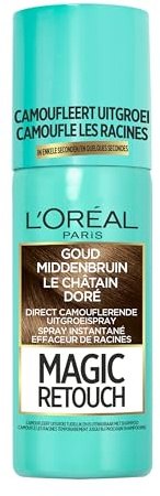 LOral Paris Magic Retouch Uitgroei Camoufleerspray - Goud Middenbruin | Camouflierendes Auswuchsspray versteckt Auswüchse in 3 Sekunden