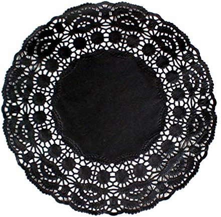 García de Pou 250 Stück – runde Spitze, durchbrochen, 40 g/m², 19 cm, Schwarz