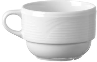 HENDI Tasse à cappuccino avec bords renforcés, 230 ml, ø87 mm, porcelaine blanche