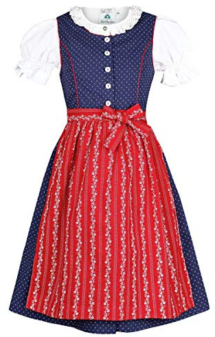 Isar-Tracht, costume da dirndl per bambina, con camicia blu marino, blu (marine) 140 cm