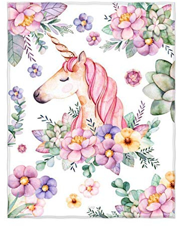 YISUMEI Decke 150x200 cm Kuscheldecken Sanft Flanell Weich Fleecedecke Rosa Einhorn