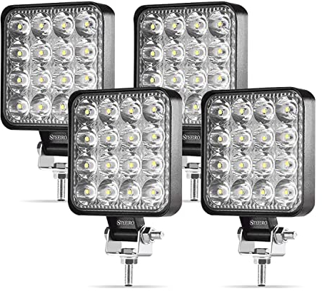 STEEIRO LED Arbeitsscheinwerfer,4X48W LED Scheinwerfer,12V /24V Offroad Zusatzscheinwerfer Scheinwerfer Wasserdicht IP67 Rückfahrscheinwerfer Für Trecker Jeep KFZ Bagger SUV UTV ATV
