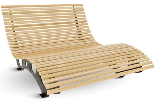 holz4home® Waldliege aus Holz I Wellenholzliege Holzliege Große Sonnenliege Waldsofa I Festehend für 2-3 Personen Gartenliege Parkliege
