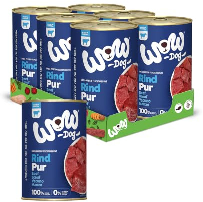 WOW Dog Hunde-Nassfutter Rind Pur 6 x 400g | ohne Getreide und Zucker