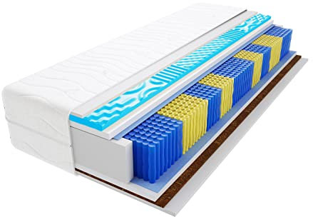 Godre Matratze 70x200 cm Doppelmatratze, H3 & H4 Federkernmatratze, Taschenfederkernmatratze 20 cm Hoch Kokosfaser Profilierter Visco Memory Hypoallergene, HR-Schaum Romeo Multitaschen Visco Molet