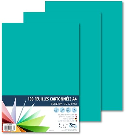 Raylu Paper® A4 100 Pcs Green Cardstock 180g 210x297mm Ideal for Binding, Office Work, Drawing, Crafts Cardstock Suitable for School Use (Mint Green)