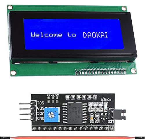 DAOKAI 20X4 LCD Display Modul,2004 20x4 Character Blaue LCD Bildschirm Zeichenanzeigemodul mit IIC/I2C/TWI Serial Interface Adapter für Arduino UNO R3