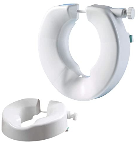 2 Pack Helping Hand Company Unifix 4 inch/100mm Raised Toilet Seats for Elderly Without Lid, Disabled, Hip Replacement, Strong Secure Toilet Seat Riser, Elevated Toilet Seat for Adults