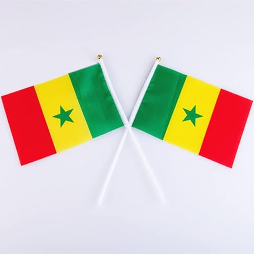 YCDtop 50 pcs Fan acclamations Drapeau 14 * 21 cm Drapeau sénégalais Main agitant Petit Drapeau