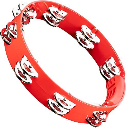 Meinl Percussion Headliner Series Tour Tambourine, Rot (HTT10R) | Tamburin mit 2 Reihe Jingles, Durchmesser 10 Zoll, ABS Kunststoff und Stahl