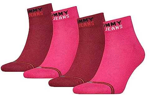 Tommy Hilfiger Unisex Quarter, Rose/Rouge, 43/46 (4er Pack)