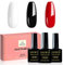 YSUVIN Esmalte de Uñas Semipermanente, 3 Básico Colores Negro Blanco Rojo Gel de Esmalte de Uñas, Soak Off UV/LED Salones de Uñas DIY Familiares, San Valentín