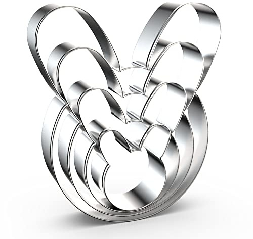 Ausstechformen-Set für Hasen, groß, 12,7 cm, 10,2 cm, 7,6 cm, 5,1 cm, 4-teilig, Osterhasenkopf, Kaninchenkopf, Gesichtsform, Edelstahl