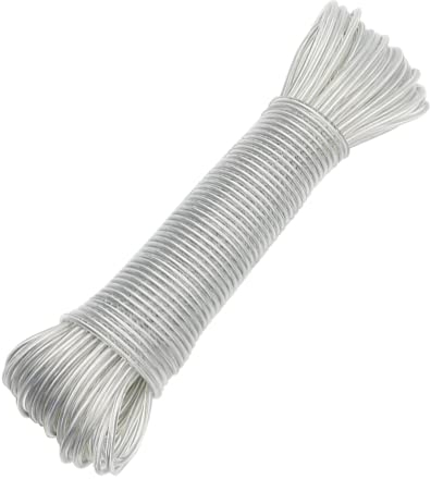 YIKAOMAI® Wäscheleine mit Stahlkern Outdoor Heavy Duty Extra Starke Wäscheleinen mit Einer Tragkraft von 120kg, rostfrei und wasserdicht Wäscheleine für Garten Grün (4mm-30m【Clear】)