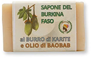 Sapone naturale a base di karité e baobab, prodotto con impasto a freddo, prodotto equo-solidale. (1 pezzo)