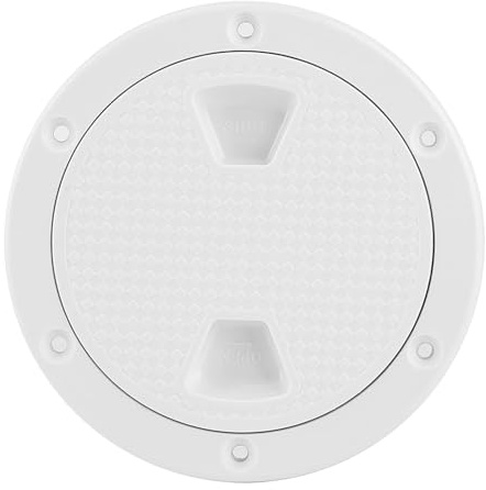 Trappe D'inspection Ronde pour Bateau, Plaque de Pont en ABS 4 Po Blanche Anti-UV avec Vis Couvercle de Trappe de Bateau avec Ouverture Ronde Couvercle de Pont Arrondi en ABS
