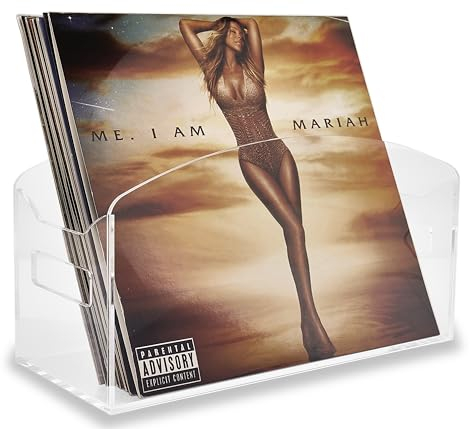 Meicloud Schallplatten Aufbewahrung - Acryl Schallplattenständer, Durchsichtiges Vinyl Halter, Modern Plattenregal mit Griffen, Schallplatten Halter & lp Ständer für 35-45 LPs