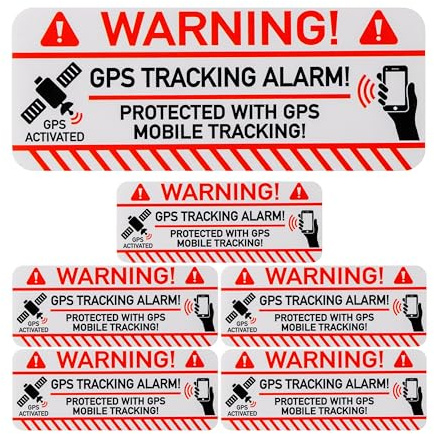 Set d'autocollants GPS TRACKING ALARM !, 6 pcs, 7,5 x 3 cm, film autocollant, autocollant extérieur, autocollant d'avertissement intérieur et extérieur, autocollant de protection contre le vol