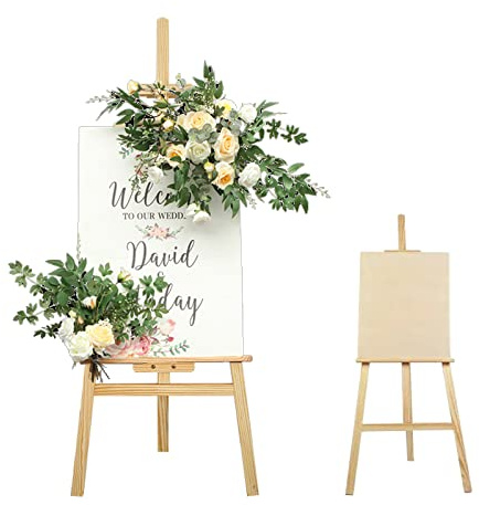 Jupitor Mini Staffelei 175cm, Holz Groß, Bild Ständer, Klappbar, Höhenverstellbar, Staffelei Hochzeit, Willkommen, Holzstaffelei für Kinder und Erwachsene