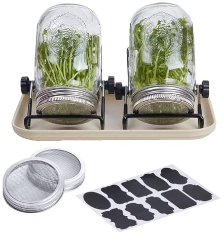Djowyh Keimglas Für Sprossen, Sprossenglas Keimglas 8er Set Mit Deckel & Sieb Aus Hochwertigem Edelstahl Für Sprossenzucht, Sprossen Keimgerät,