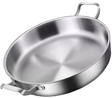 LIEROLYE Padella A Doppio Manico, Padella In Acciaio Inox 316, Padella Antiaderente, Padella Speciale For Barbecue, Padella, Padella, Diametro 24 Cm, 26 Cm, 28 Cm, 30 Cm(26cm)