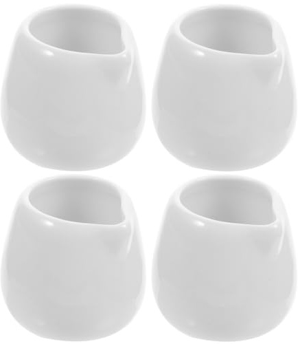 YARNOW Lot de 4 mini cruches en céramique blanche, 50 ml, petite boîte à lait, café, sauce, sirop, idéal pour les fêtes et les réunions