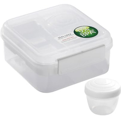 Happyaer Lonchera moderna de 2 capas con compartimento separado, con tapa segura para comidas diarias y picnics