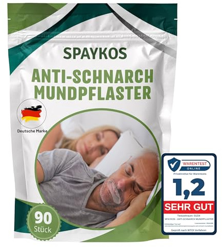 SPAYKOS® 90x anti-schnarch Mundpflaster Schlafen, Mundband gegen Schnarchen, Mouth Tape for sleeping, Schnarchstopper für erholsamen Schlaf auch für Bartträger, Mundtape für Nasenatmung.