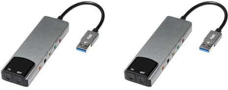 Lnfxkvva 2X 6-In-1 Computer Sound Card 5.1 USB External Sound Card Multi-Function Audio Converter for Notebook Aluminum