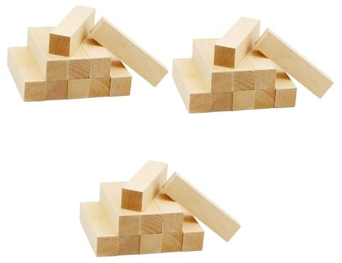 Lurrose 3sets Whittling Tools Set Wood Blocks for Beginners Square Kit Smooth Surface Unfinished Wooden Blocks for Wood Projects 10pcs*3