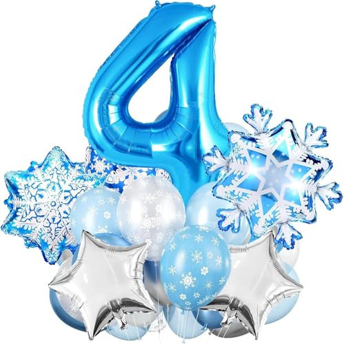 Globo de Aluminio Copo de Nieve Número 4 - Globos Temáticos para Cumpleaños Niña