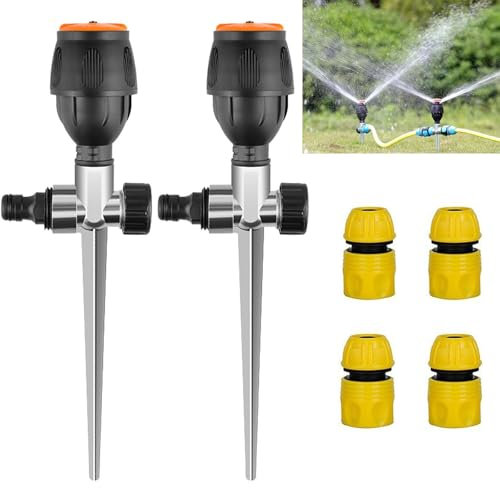 Lot de 2 arroseurs de pelouse, arroseur Automatique Rotatif à 360°, arroseur de Jardin pour la Cour, arroseur Automatique, arroseur Rotatif pour Grandes Surfaces