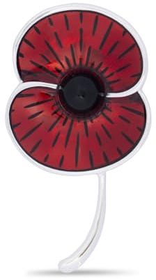 Official Royal British Legion Sunburst Poppy with Stem Brooch